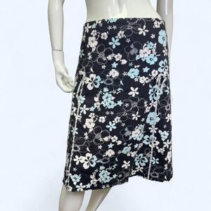 Y2K Blue Floral Mini Skirt, Coquette A-Line, plus size
